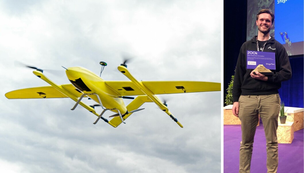 A drone flying next to Lars Erik Fagernæs after winning State Two in Berlin
